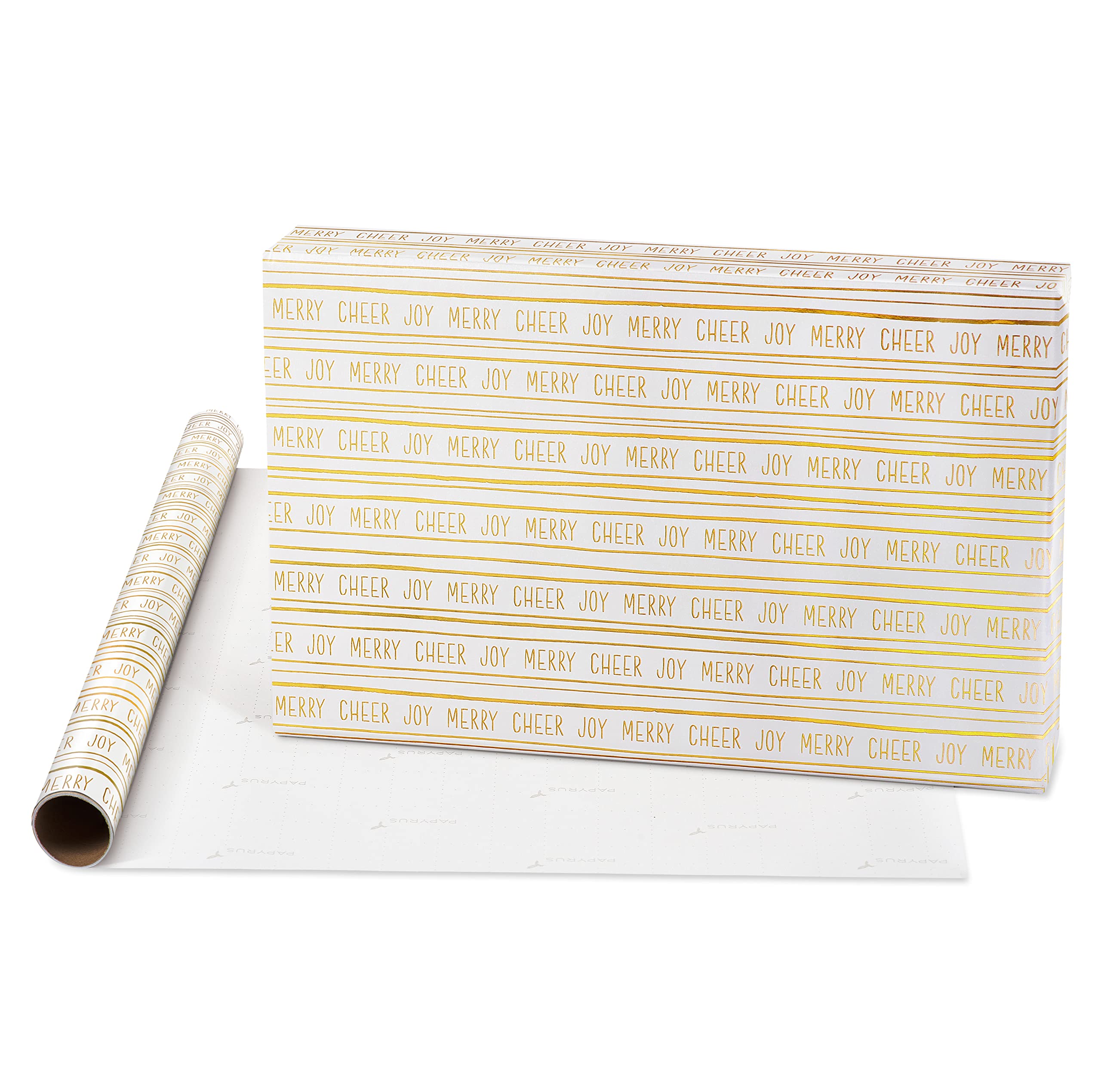 Papyrus Weihnachts-Geschenkpapierrollen, Schwarz + Goldpunkte, Freude, Sterne (3 Rollen, 67,5 m²)