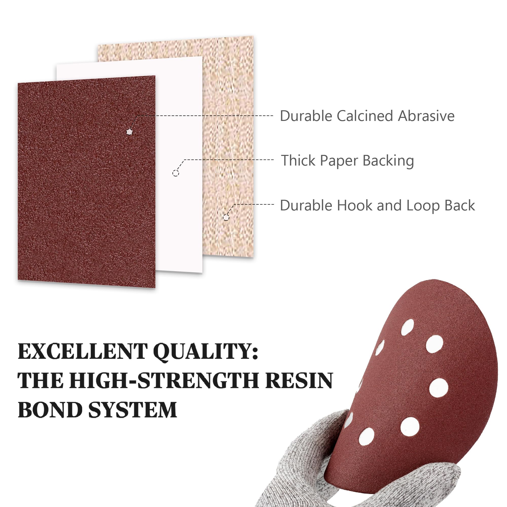SATC Sanding Discs 100 Grit 72PCS Orbital Sander Discs 125mm Hook and Loop Round Orbital Sander Pads for Sanding - Image 2