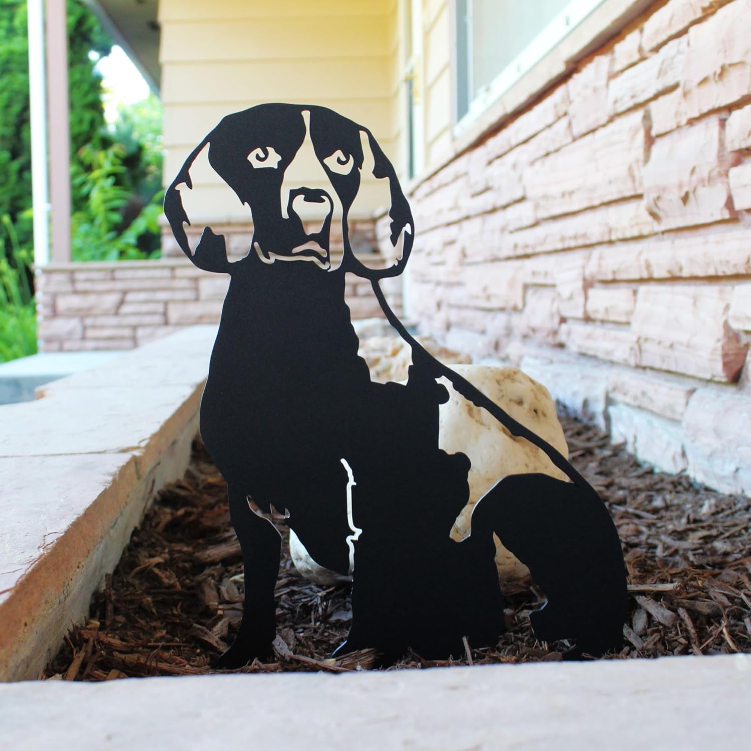 Black Powder Coated Metal Beagle Dog Silhouette Yard Stake (Small)