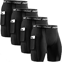 Niksa 2/4 Pack Men's Compression Shorts with Pockets - Spandex Running Athletic Workout Underwear for Sports