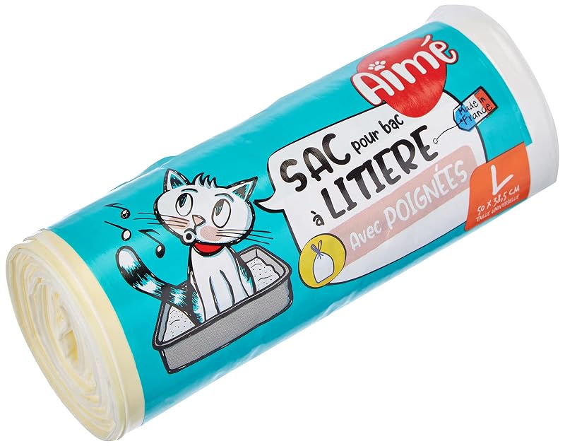Sacos para Caixa de Areia de Gatos em Plástico Impermeável Aimé 50 x 38,5 cm, Pacote com 8