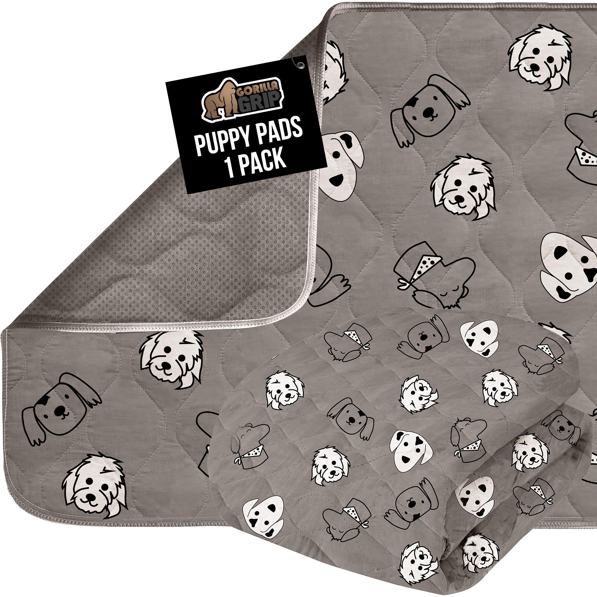GORILLA GRIP Washable Puppy Pads, Dog Crate Mat 40x26 Dog Faces