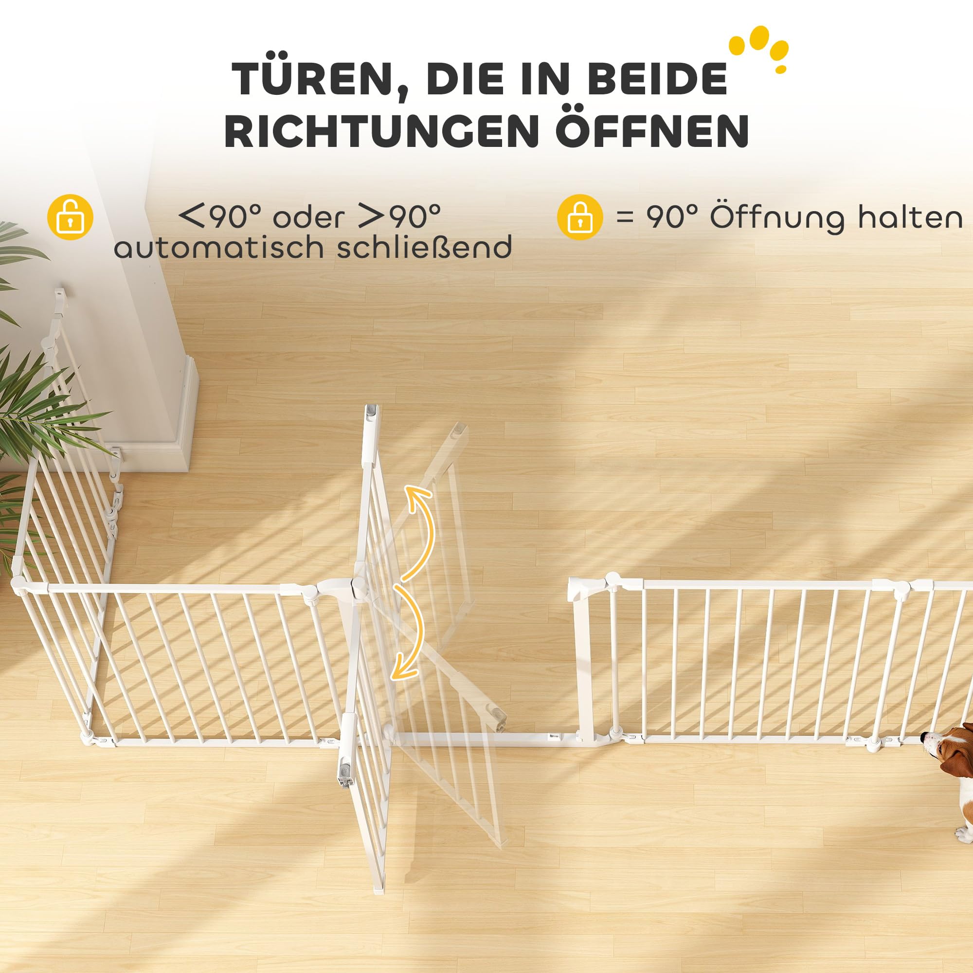 PawHut Welpenauslauf, 8-teilig Welpenlaufstall mit Tür, faltbar Laufstall Baby mit Doppelverriegelungssystem, 61x75cm Hundelaufstall für drinnen und draußen, für Kinder kleine mittelgroße Hunde Weiß