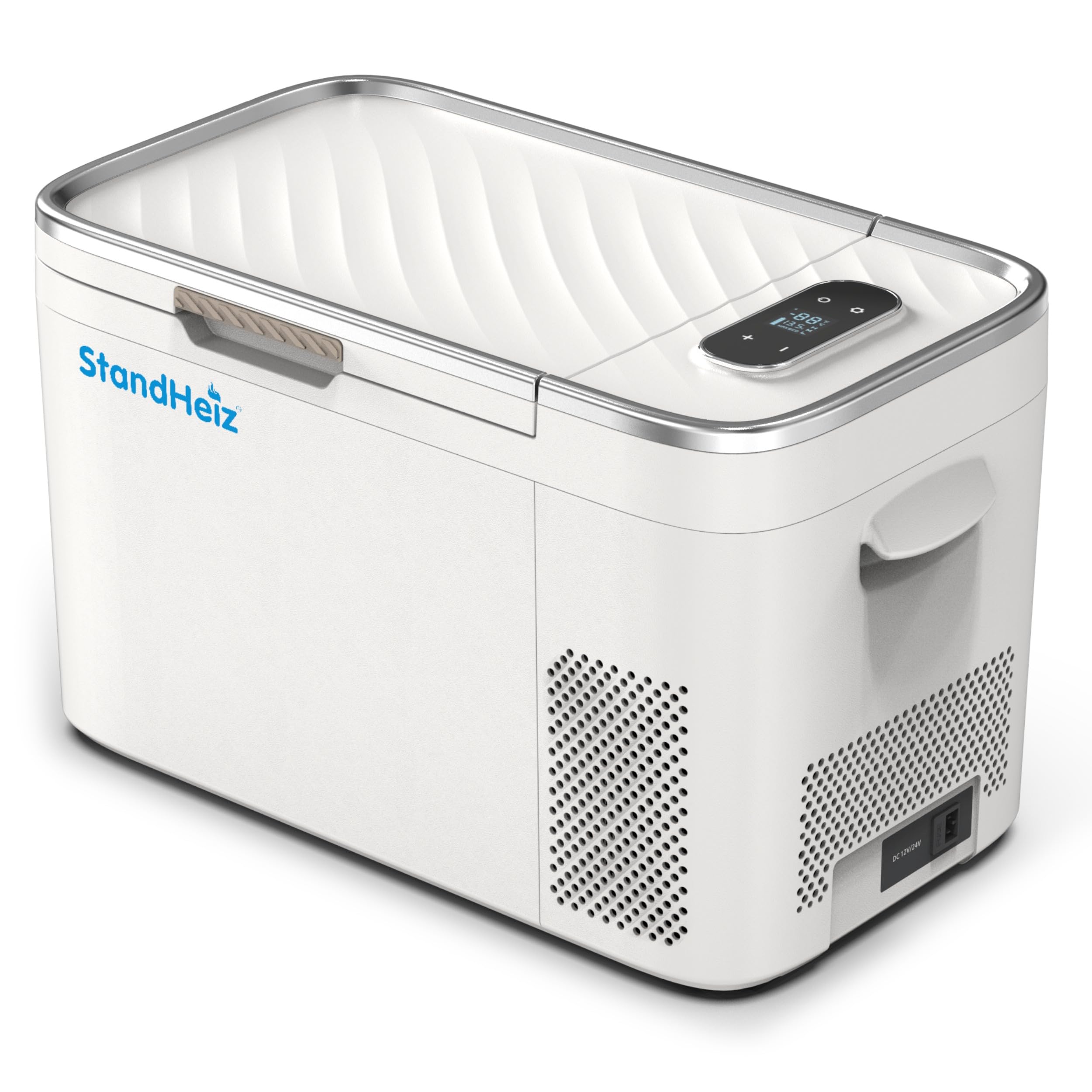 Mini lodówka kompresor 25 l – przenośna lodówka podróżna do samochodu i na kemping, 12 V/24 V/230 V, funkcja zamrażania do -20°C, cicha i energooszczędna, do samochodu, kampera i na zewnątrz