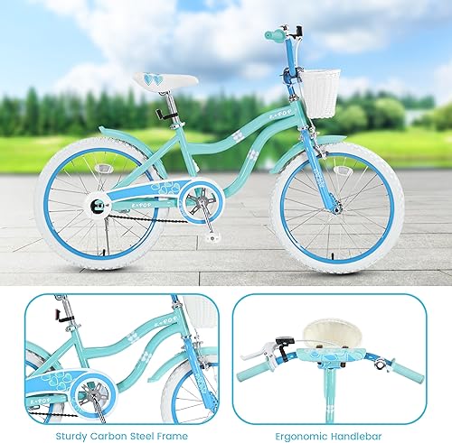Miniatura 7 de Bicicleta para niñas con cesta para niños de 4 a 12 años, bicicleta para niños de 16 a 20 pulgadas, bicicletas para niñas de 16 pulgadas con ruedas