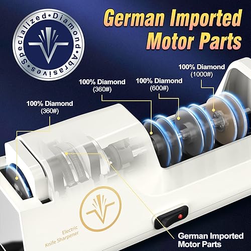 Miniatura 2 de Afiladores de cuchillos eléctricos profesionales con abrasivos de diamante y guías de ángulo de precisión, ranuras multifuncionales de 4 etapas y