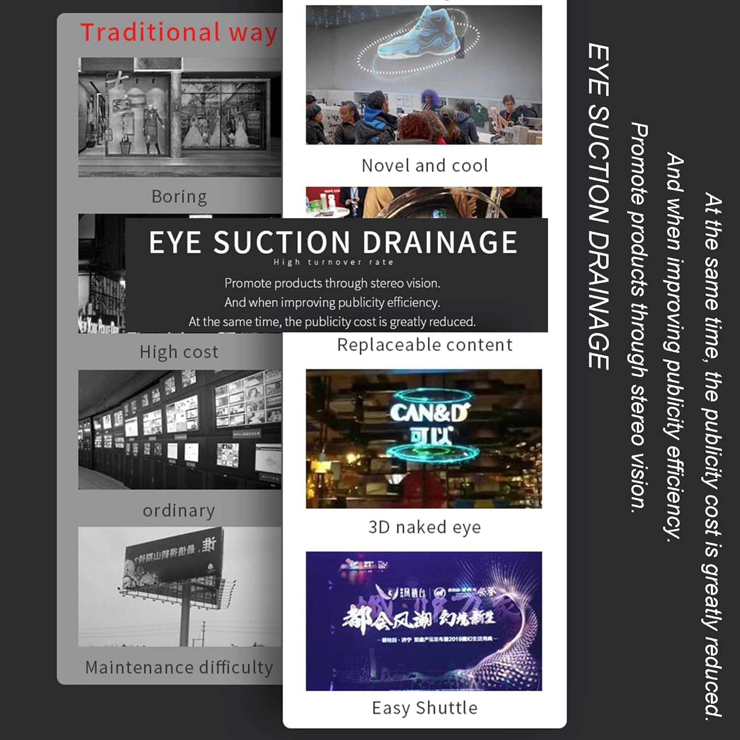 80cm (32Inches) 4-Blade Ultra-Large 3D Hologram Fan, HD LED Holographic Spinning Projector Display, Transparent Projection for Events and Shopping Malls