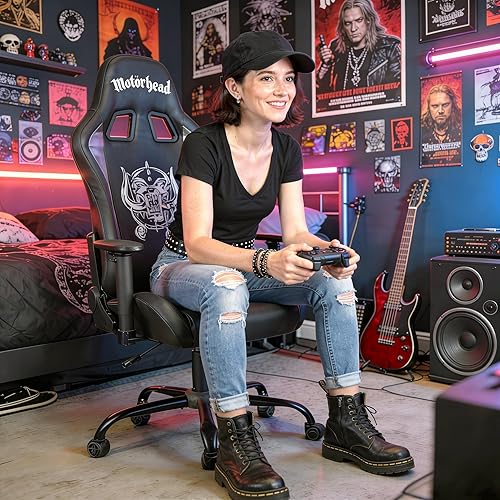 Miniatura 9 de Motorhead - Silla de juegos o silla de oficina, silla de jugador para adultos, asiento cómodo, reposacabezas integrado, reposabrazos y altura