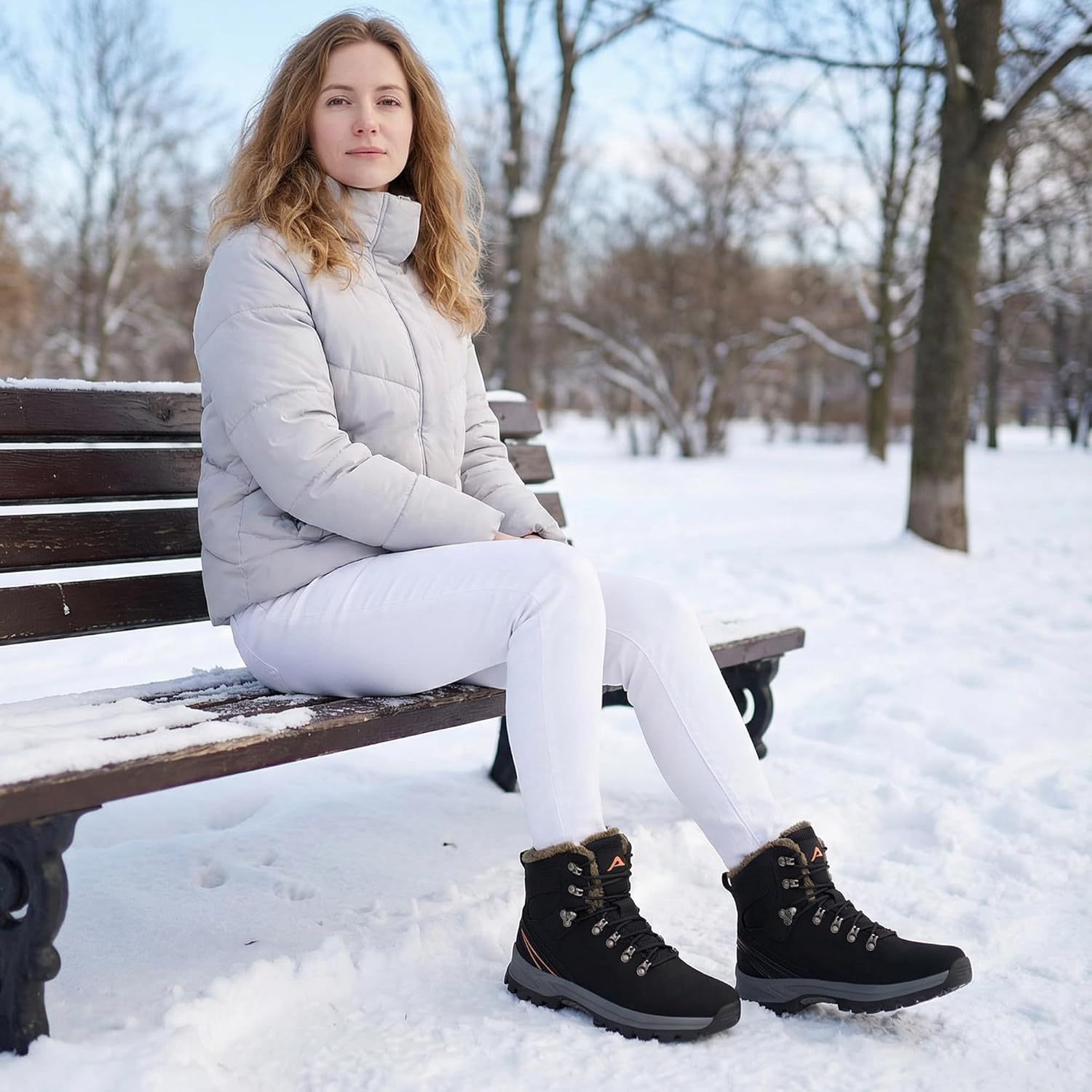 Ecetana Womens Snow Boots for Winter Waterproof Hiking Boots Warm Fur Lined Ankle Booties Non-Slip Outdoor Walking Shoes - Image 3