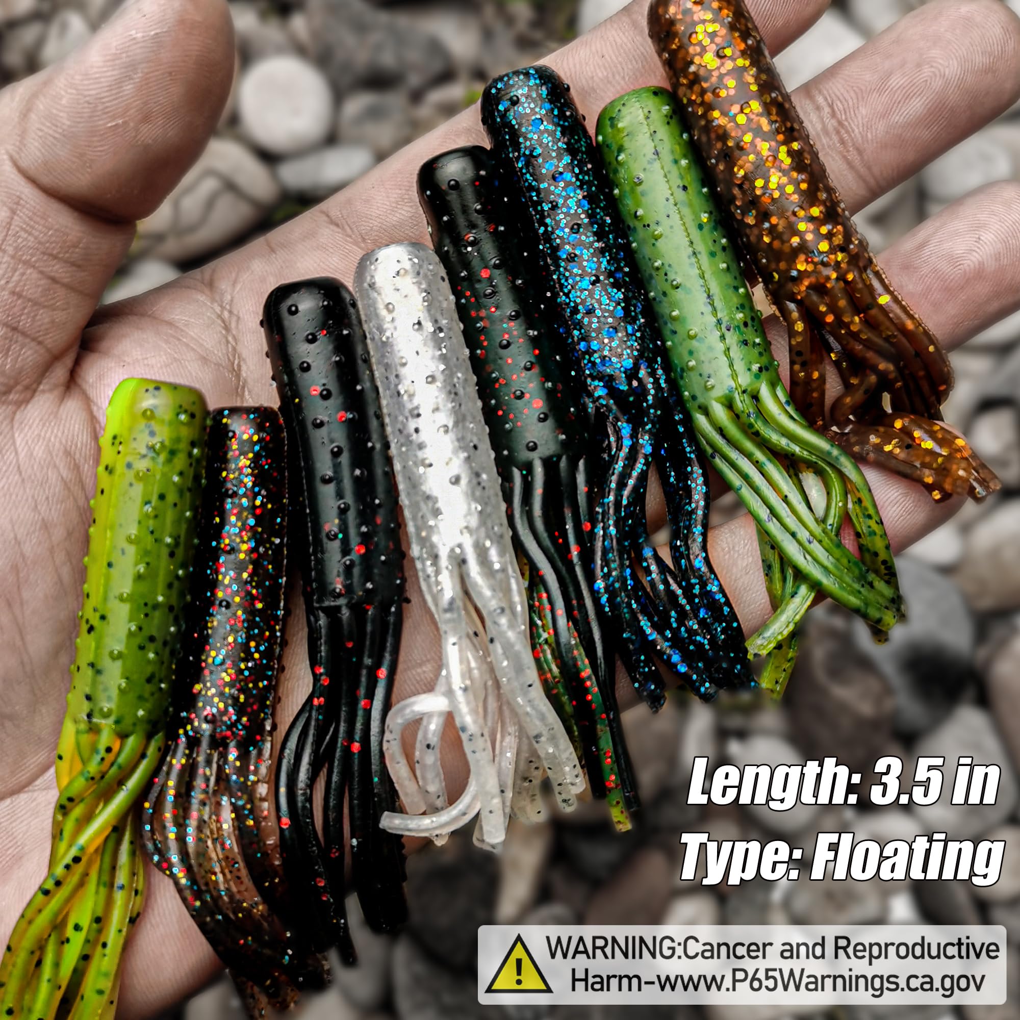 20 cebos de tubo de plástico suave para pesca de lubina para cabezas de tubo de agua salada, 3.5 pulgadas