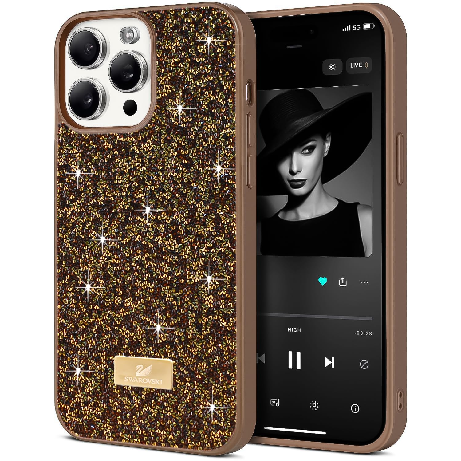 Dl3 Mobilak Case For iPhone 14 Pro Case Glitter, Sparkle Diamond Crystal Bling Case with Bling, Ultra Thin Lightweight Full Body Shockproof Anti-Scratch Protective Cover