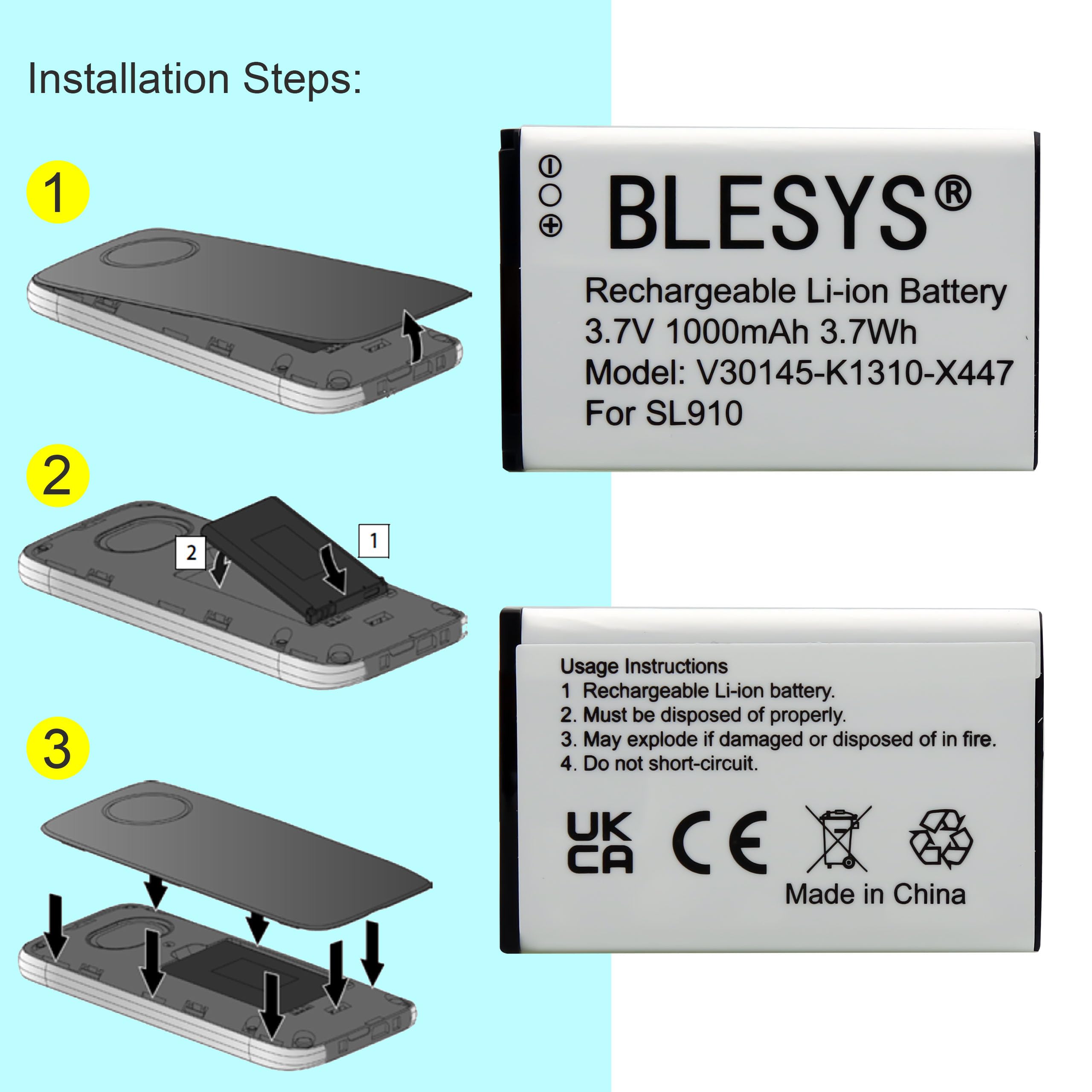 AKKU CP 19: Cordless Phone Battery, Li-Ion 3,7 V, 1050 MAh At - Foto 7