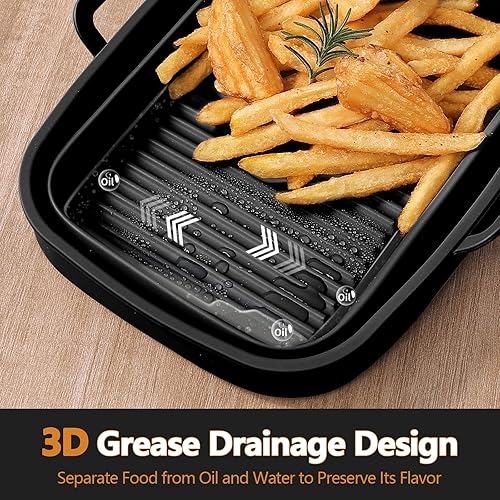 Miniatura 4 de Paquete de 2 forros plegables de silicona para freidora de aire NINJA Foodi de 8 cuartos y 10 cuartos de galón NINJA Foodi Dual, olla rectangular de