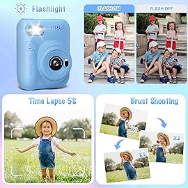 Kids Camera Instant Print, 3.0 HD 32MP Birthday Gifts for 3-12 Year Old Girls Boys, 1080P Digital Camera for Toddler Children, Portable Toy with 32GB SD Card-Blue