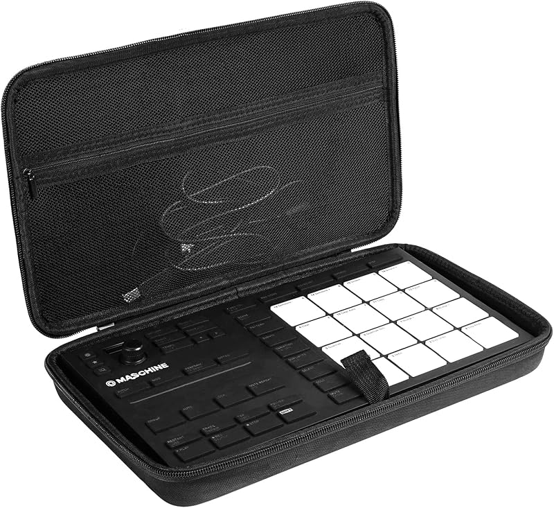 Premium Velvet Case Compatible with NI Maschine Mikro MK3(Black) | Compatible MPK Mini MK3,Velvet-finish EVA hard shell case with soft lining, accessory storage, and carry handle for Device.
