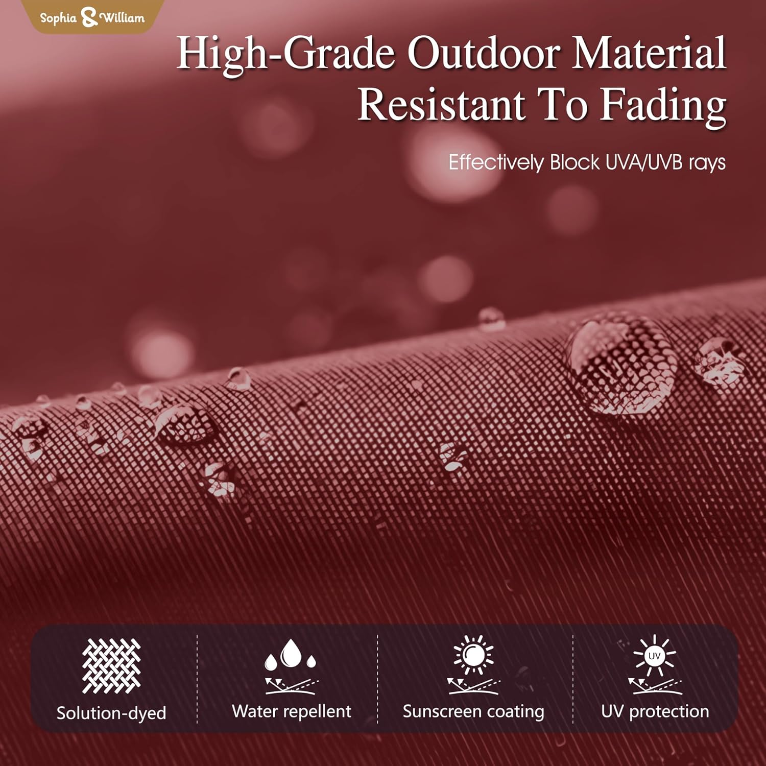 Sophia & William 15 ft Extra Large Patio Umbrella with Base Included, Rectangular Outdoor Umbrella Heavy Duty, Market Umbrella Double-sided Fade Resistant for Pool Garden Backyard, Burgundy