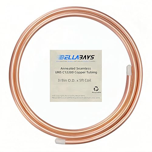 Miniatura 21 de BELLA BAYS Tubo de cobre de 1/2 pulgada de diámetro exterior x 0.445 pulgadas de diámetro interior x 5 pies, 99.9% C12200 ASTM B280 Refrigeración