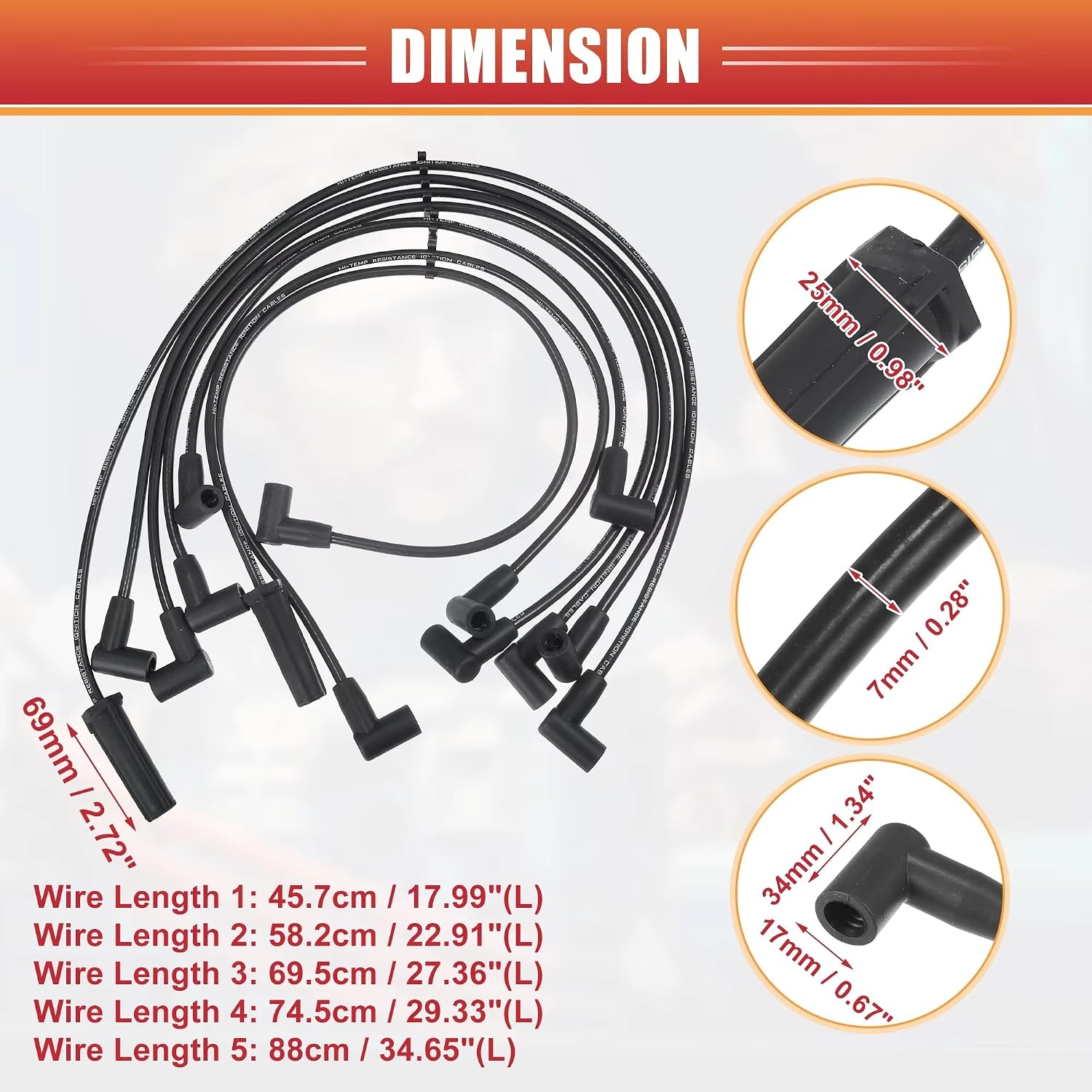 Ignition leads For Chevrolet For Astro V6 4.3L 1992 1993 1994 1995 12074078 Spark Plug Wire Ignition Coil Cable