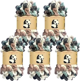 Loop Yarn 5Packs,Shenlin Chunky Chenille Yarn for Hand Knitting Baby Blanket,Machine Washable Polyester Fluffy Thick Bulky Yarn for Scarfs,Craft Projects