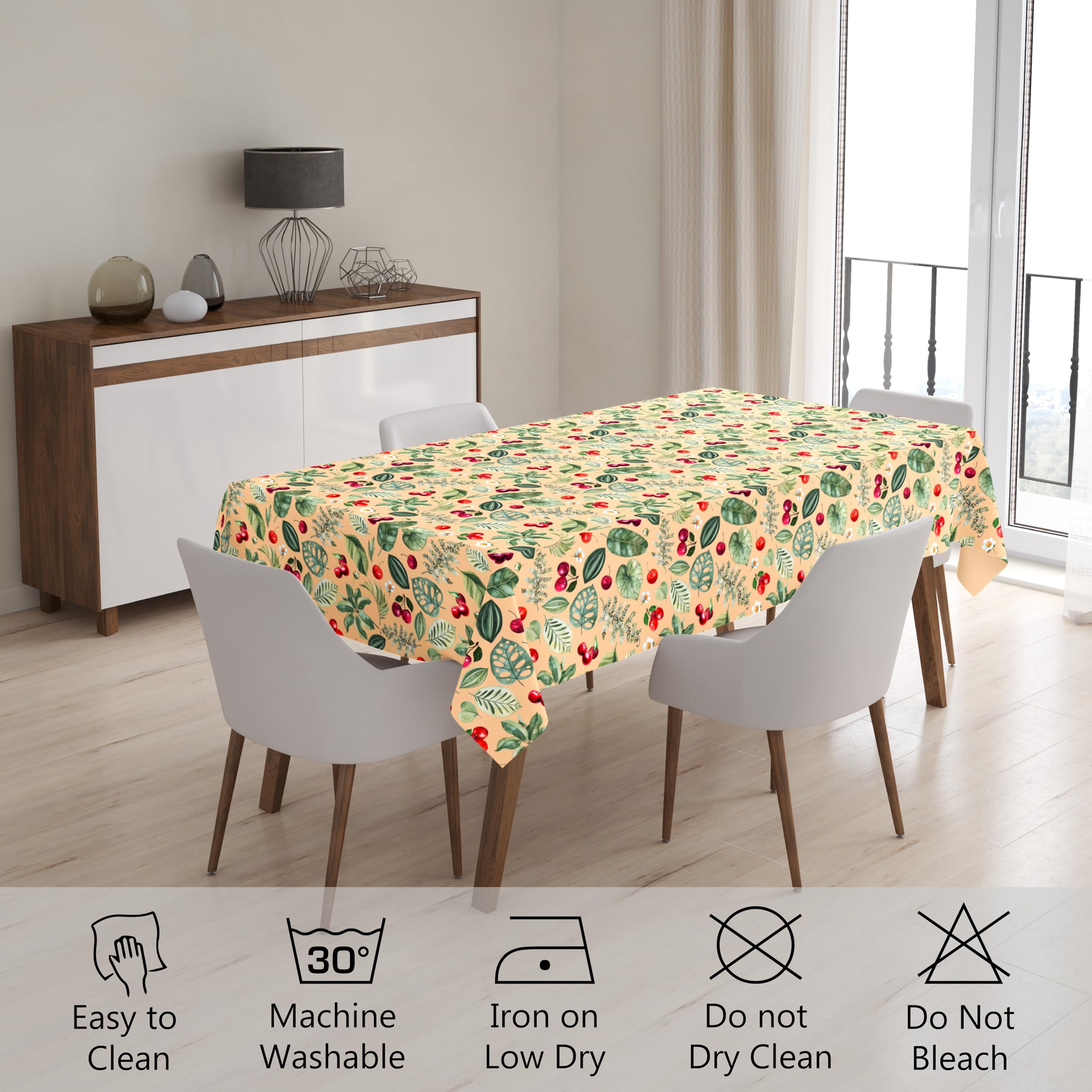 Encasa XO Polyester Printed Tablecloth, Twill Fabric Table Cover, Water Repllelant - Image 3