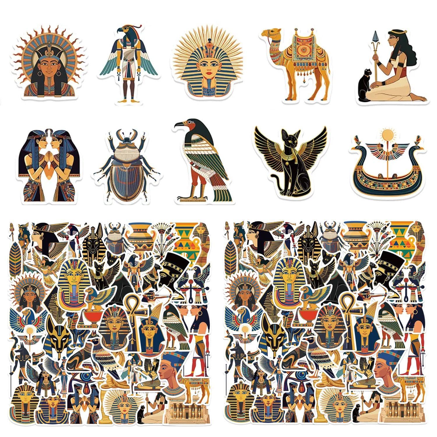 Tvsvkwe Color 100 Egyptian Stickers, Creative Cartoons, Self-Adhesive Stickers, Funny Diy Suitcase Scrapbook Decoration.