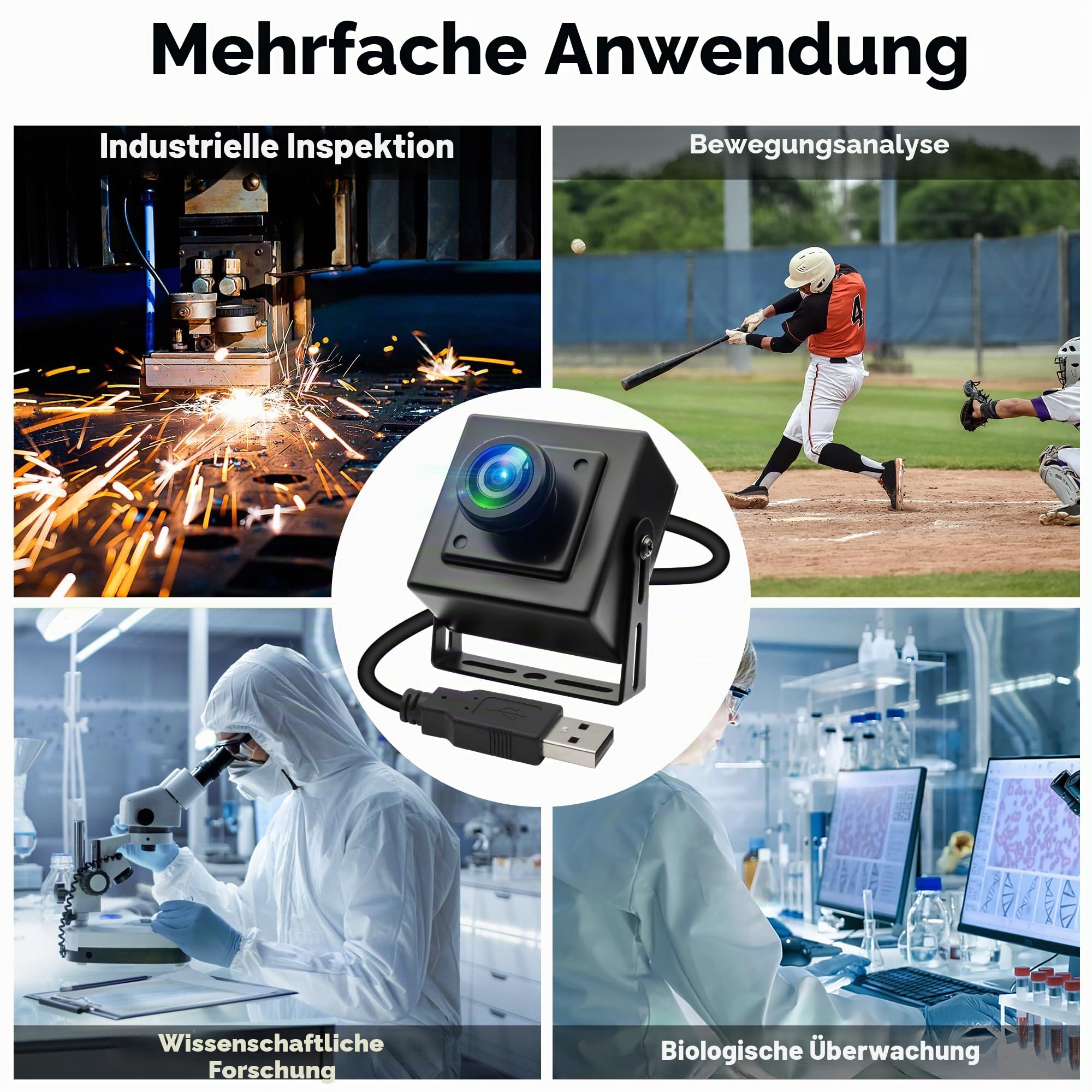 ELP 12MP 4K USB-Kamera,120 fps High-Speed-Webcam mit Sternenlichtfunktion für schwache Beleuchtung 185°-Fisheye-Weitwinkelobjektiv, Plug & Play für Lightburn Inspektion Mikroskop und 3D-Drucker