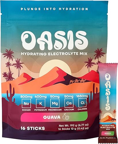 Oasis - Polvo de electrolitos – Sin azúcar, cero calorías, paquetes de hidratación de sabor natural para entrenamiento o salir | Solución de polvo