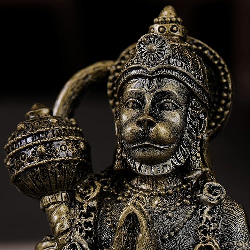 Miniatura 3 de Estatua hindú del Señor del Dios Volador-Hanuman - Figura mitológica Hanuman para decoración del templo del hogar Mandir
