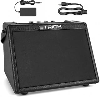 STRICH E-Drum Verstärker 20W, Kabelloser Lautsprecher für Elektronisches Schlagzeug, Keyboard & E-Piano, Tragbarer Übungsverstärker für Zuhause, Studio und Kleine Auftritte, Schwarz, SDA-20
