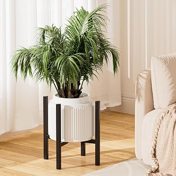 Urban Deco Adjustable Metal Plant Stand for Outdoor and Indoor Use, Fits 20-36 cm Flower Pot Stand, Mid-Century, Modern Planter Holder, Corner Plant Stand