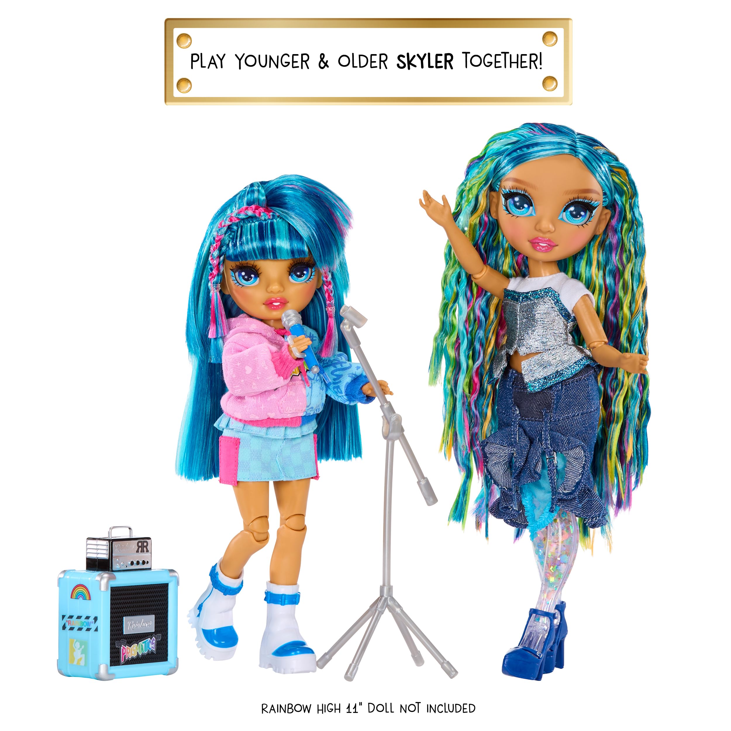 Rainbow High Junior High Rock Band, Skyler, Blue, 23cm Fashion Doll with a Microphone, a Mic Stand, and an Amp - Image 4