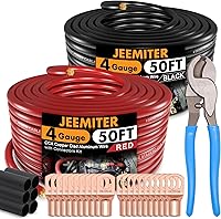 Vista 10 de Jeemiter Cable CCA rojo calibre 4 (carrete único de 50 pies), cable de alimentación primaria/tierra largo para audio personalizado de automóvil e