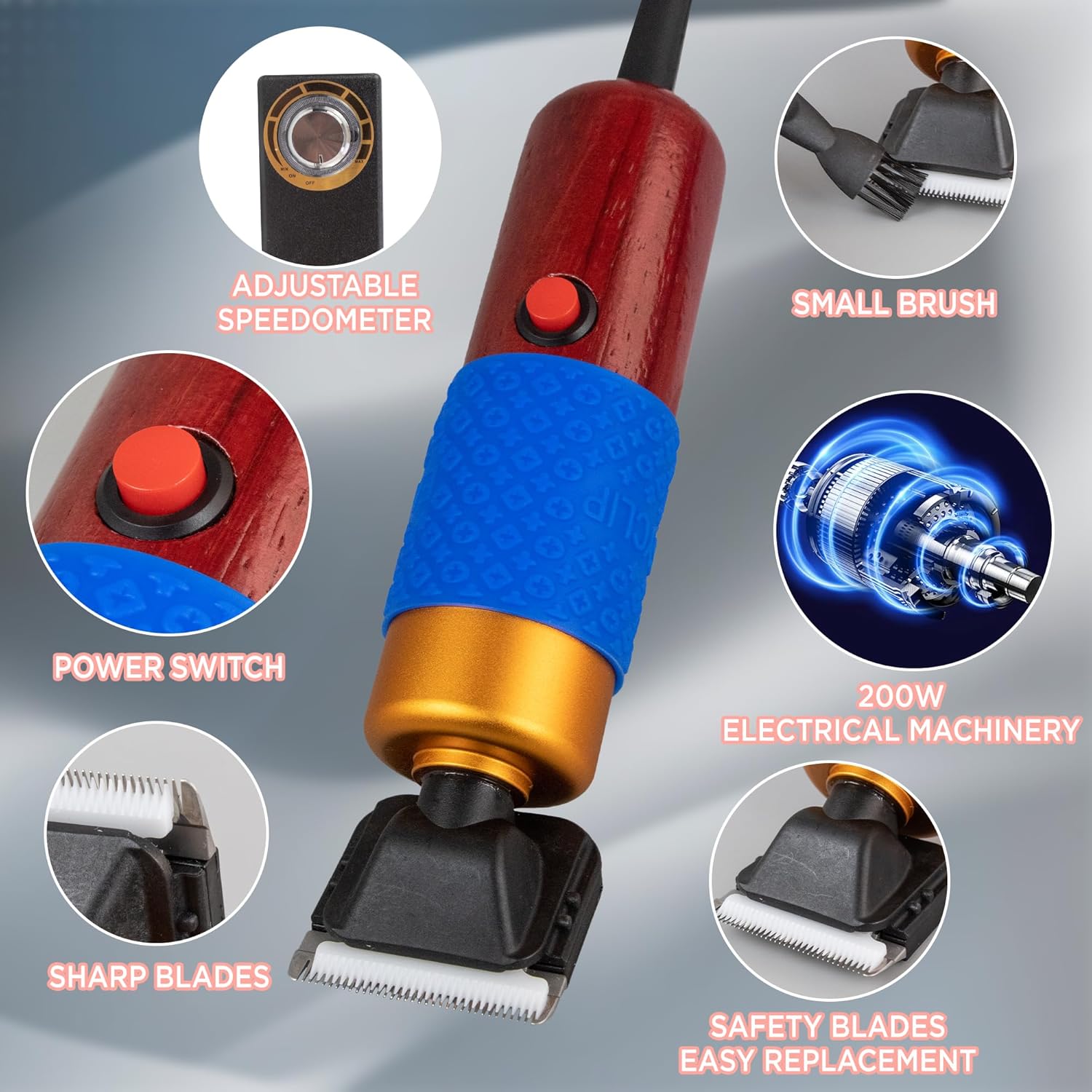 Carpet Trimmer with Shearing Guide and 2 Blades, Speed Adjustable Rug Tufting Carver Clippers, Electric Rug Shears Carpet Carving Tool for Handmade Rug Clean and Tufted Rug