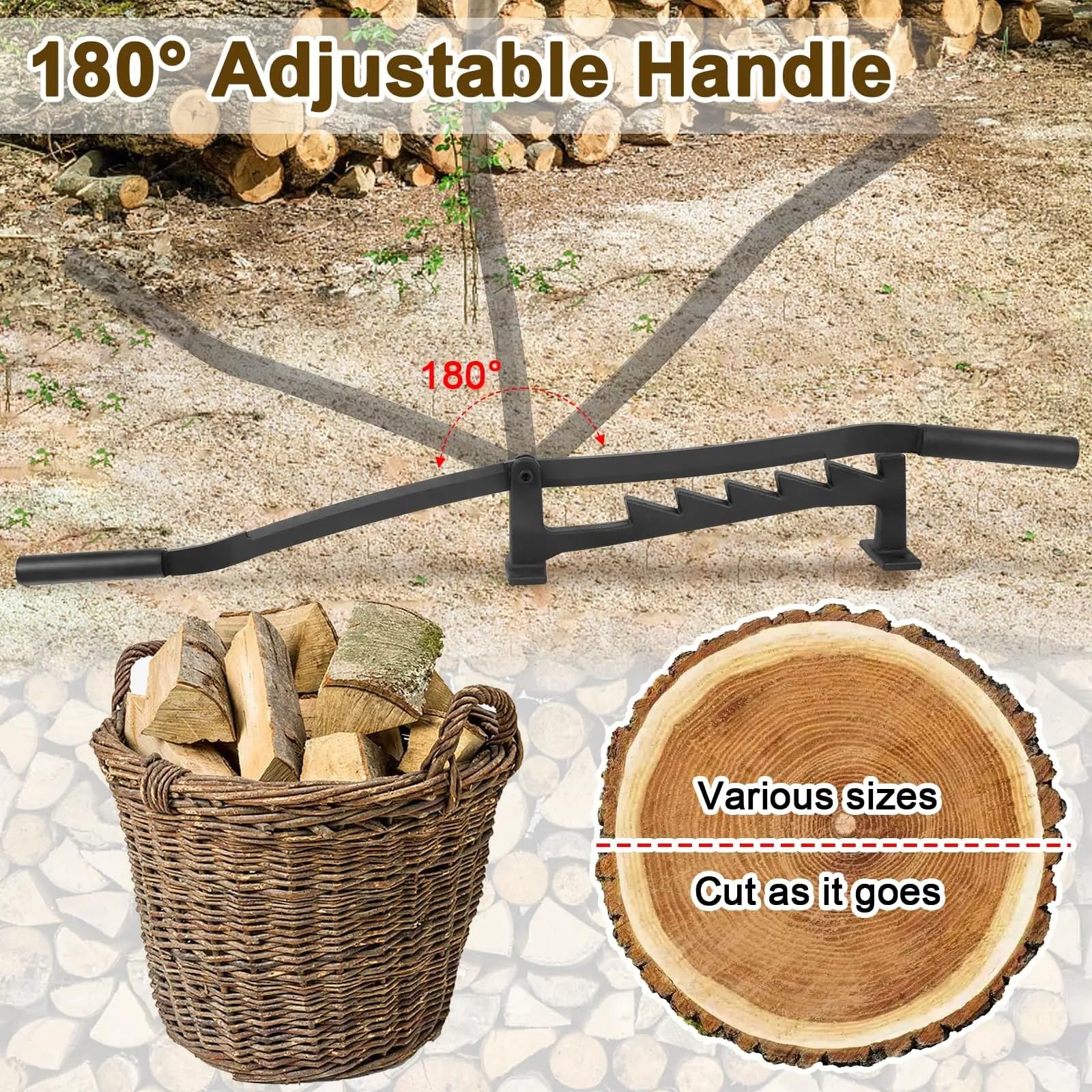 Fendeur de bûches manuel, fendeuse portable pour bois de chauffage, coupe-bois à main, outil de fendage robuste pour la maison et le camping en plein air
