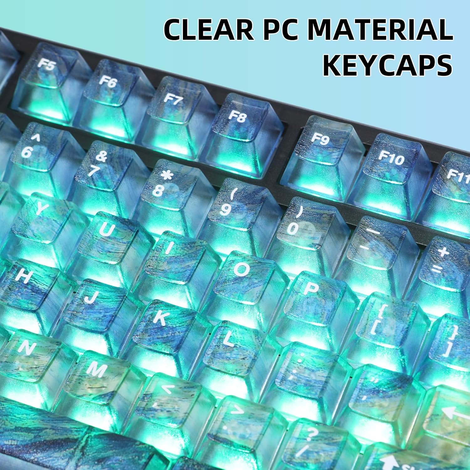 Clear Themed Keycaps, 136 Keys Shine Through Keycaps, PC Transparent Key Cap, Cherry Profile Custom Key Caps for Mx Switches Mechanical Gaming Keyboards (Starry Night Theme)