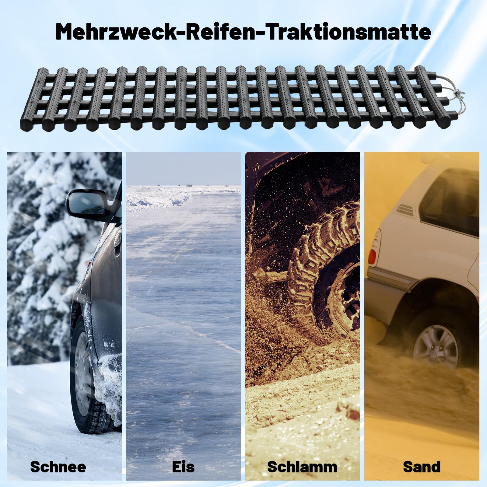 GOPLUS podkładki pod koła, zestaw 2 sztuki, pomoc przy ruszaniu, S/M/L, Traktionsmatte do samochodów w śniegu, błocie, piasku, z torbą transportową, dla SUV i Pickup (82 x 21 cm)
