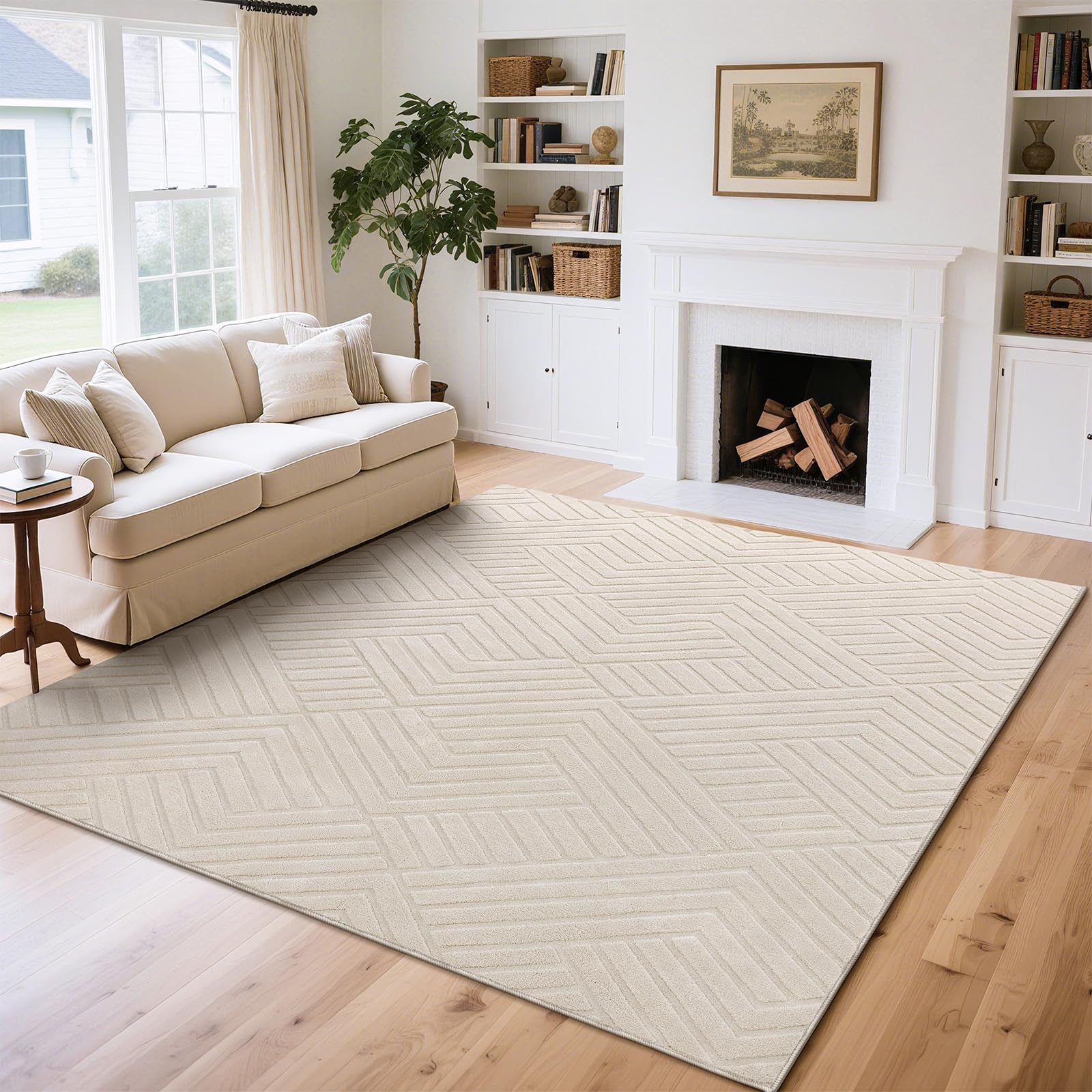 Enyhom Alfombra Salon Grande 200 x 300 cm, Efecto 3D Pelo Corto Alfombra Dormitorio Habitacion Lavable Antideslizante Moderna Tapete Sala Geométrico Tapete Quarto para Comedor, Habitación Infantil