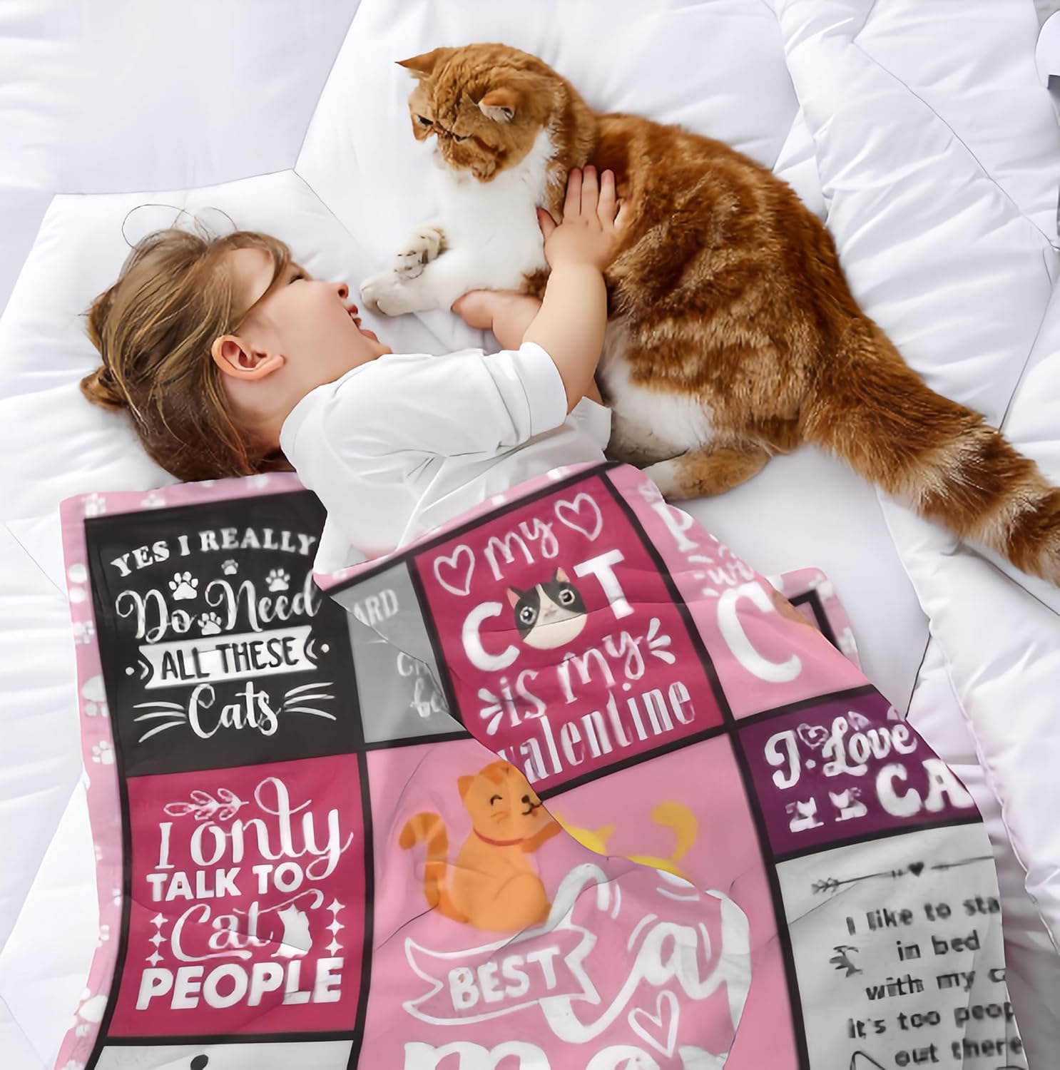 Cat Mom Blanket 60"x50", Cat Lover/Lady Gifts for Women, Cat Mom Gifts for Women, Cats Gifts for Cat Lovers, Best Cats Mom Ever Gift, Soft Throw Blanket for Christmas, Mothers Day - Image 4
