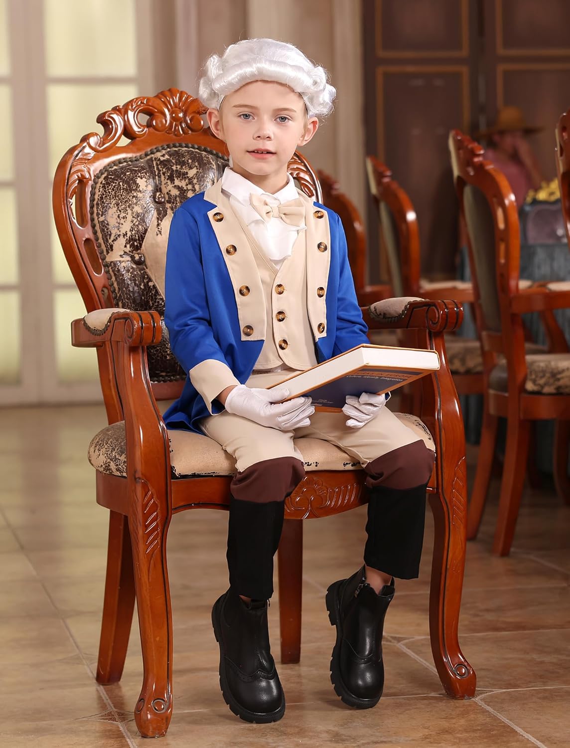 IBTOM CASTLE Washington Costume Boys Kids Colonial Boy Costume California Costumes for Boys Halloween Cosplay Fancy Uniform - Image 3