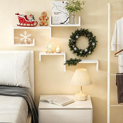 Miniatura 3 de SRIWATANA Estantes flotantes para pared, estantes de pared para baño, dormitorio, sala de estar, cocina, oficina, estantes de madera para decoración