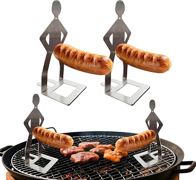 2 PCS Funny BBQ Stand Man Hot Dog Holder,Portable Hot Dog Roaster,Reusable Stainless Steel Hotdog and Sausage Stand for Barbecue,Camping,Spring Trip Sausage Barbecue Rack,Barbecue Grill Accessories