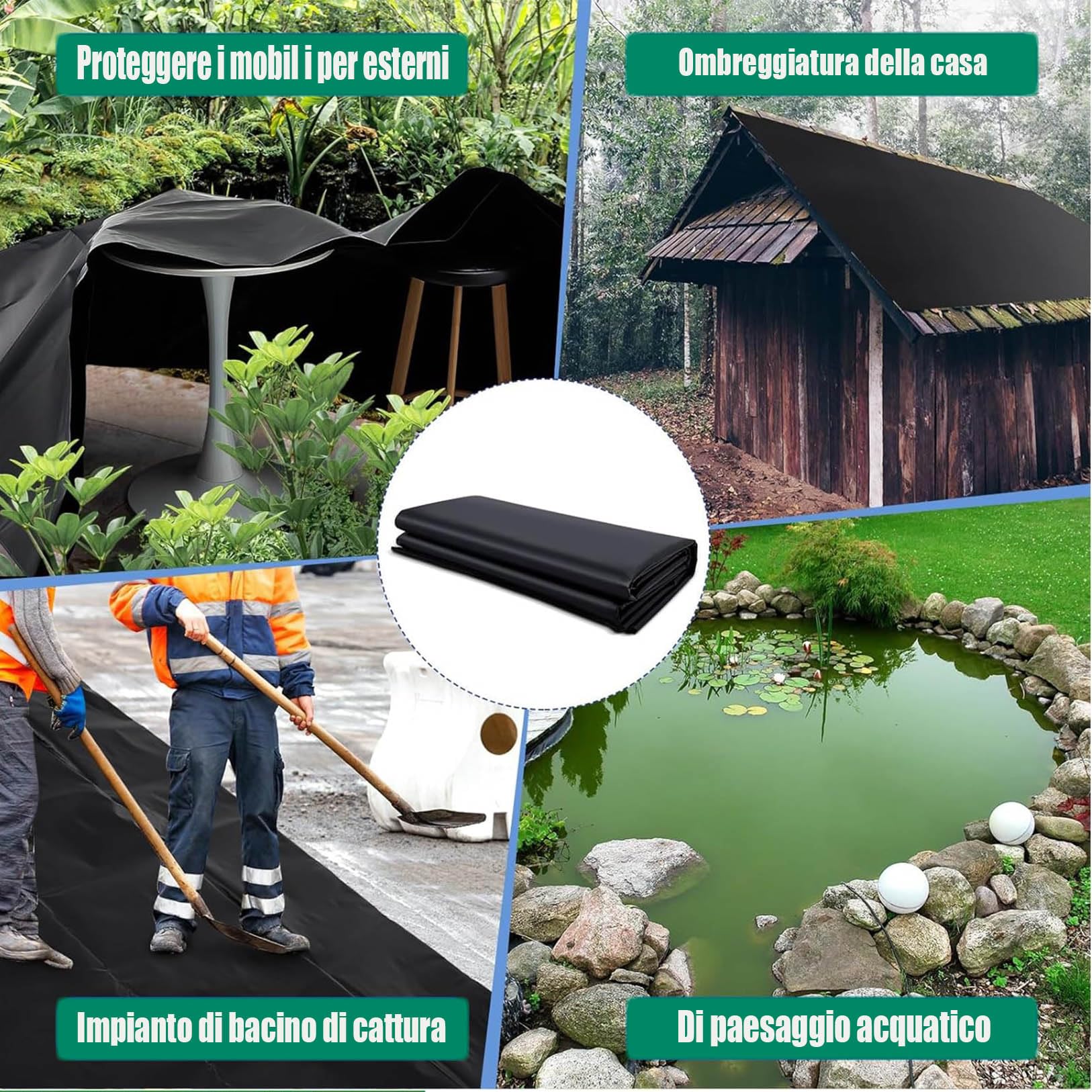 Fodera flessibile in PVC per laghetti da giardino Copertura impermeabile a forma di T per pesci, cascate e piante acquatiche Soluzione di protezione per paesaggistica Ultie
