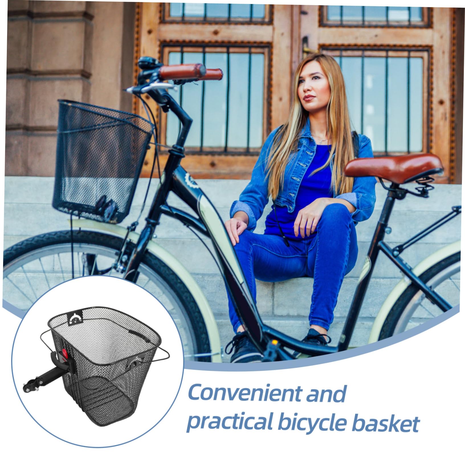 UPKOCH Cesta de Bicicleta Desmontable de Hierro y Plástico Negro | Uso Exterior, Estable y Resistente, Diseño Portátil, Compatible Manillar Delantero