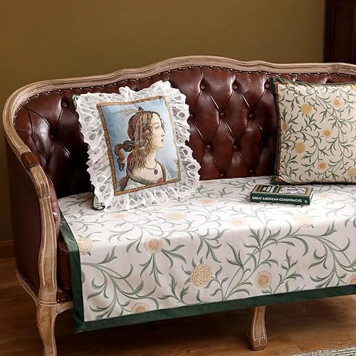 Miniatura 6 de Funda de sofá de diseño, fundas de terciopelo verde floral para banco de cama seccional, fundas de banco de cama de lujo, funda para reposapiés,