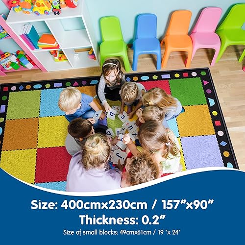 Miniatura 3 de Booooom Jackson Alfombra de aula de 7.5 x 13 pies, alfombra grande para aula, adecuada para temática de arcoíris o colorido
