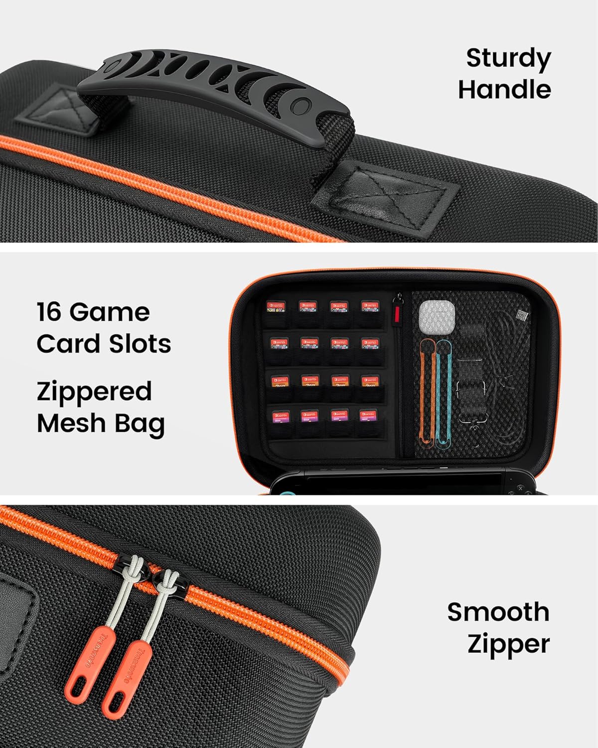 Switch 2 Case Compatible with Nintendo Switch 2, All-in-One Carrying Case with Card Slots & Zipper Pocket, Hard Shell Protective Portable Travel Bag for Switch 2 Console Pro Controller Accessories - Image 5
