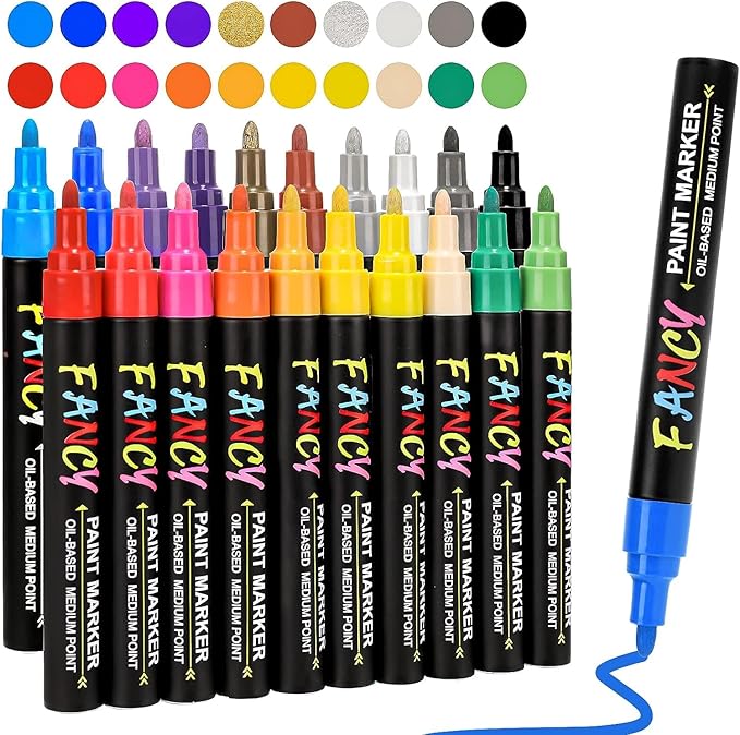 RATEL Paint Pens Paint Markers for Rock Painting, Stone, Ceramic, Glass, Wood, Porcelain, Mugs