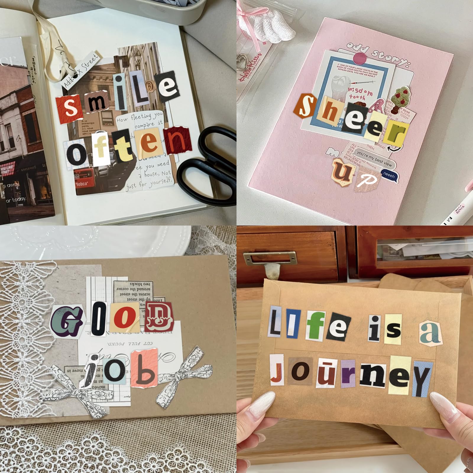Vintage Letter Stickers - Scrapbook & DIY -4