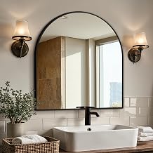 Arched Bathroom Vanity Mirror for Over Sink, 32x30, Black