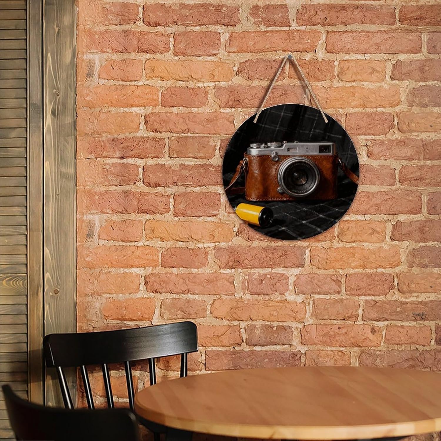 Vintage Camera with Film Wooden Round Welcome Signs for Porch image 5